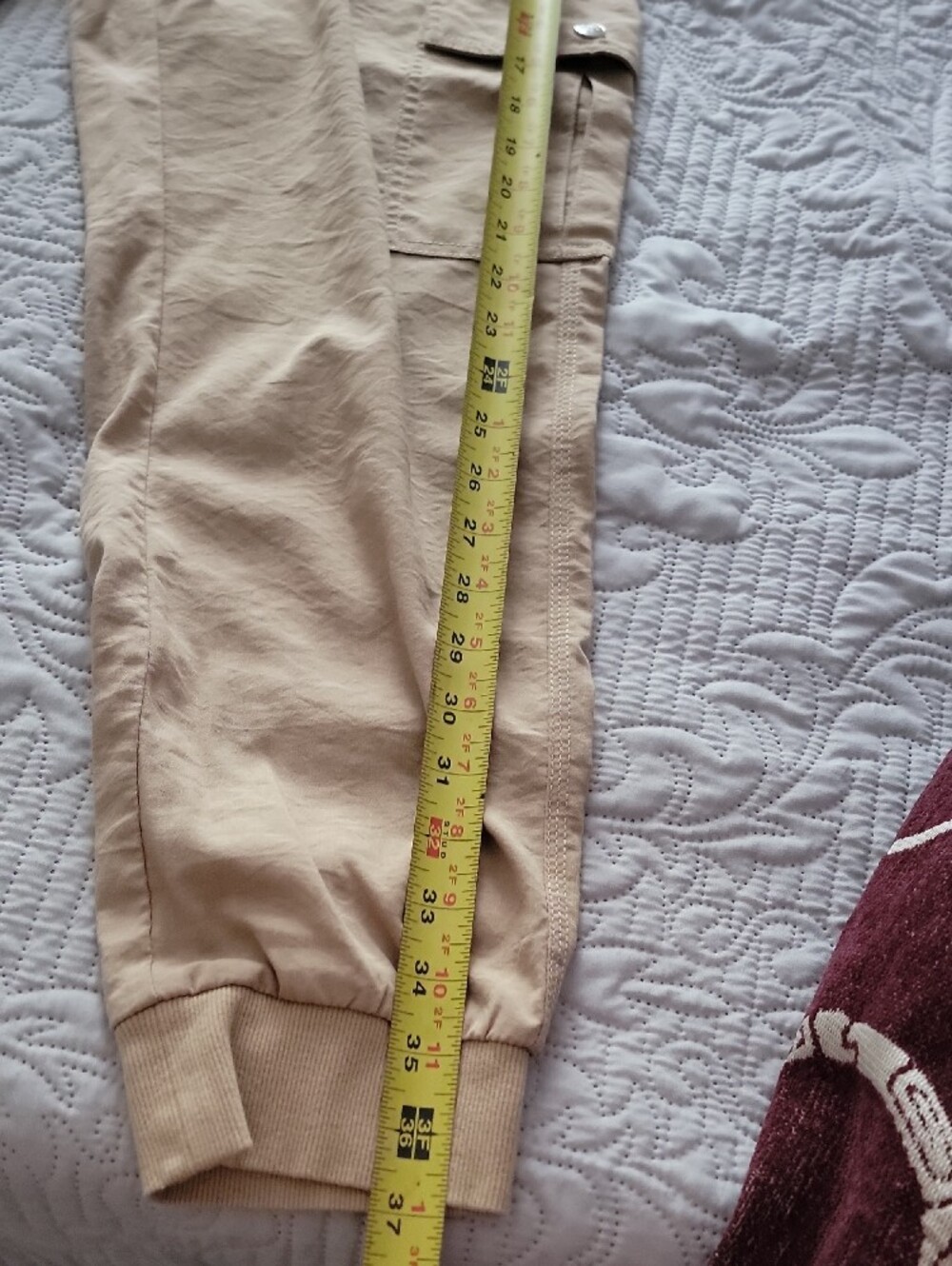 Ladies Size Medium Drawstring Cargo Jogger Pants - Khaki Lightweight - Picture 7 of 12